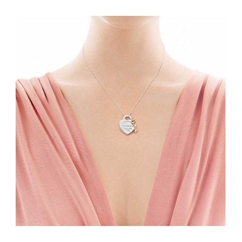 Tiffany & Co./蒂芙尼 銀色桃心 金色鑰匙項(xiàng)鏈 吊墜 T30971531