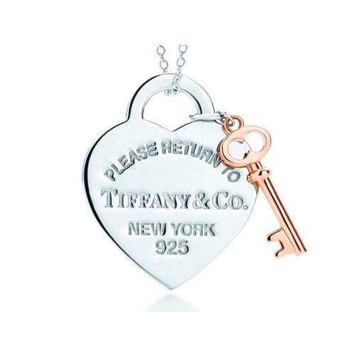 Tiffany & Co./蒂芙尼 銀色桃心 金色鑰匙項(xiàng)鏈 吊墜 T30971531