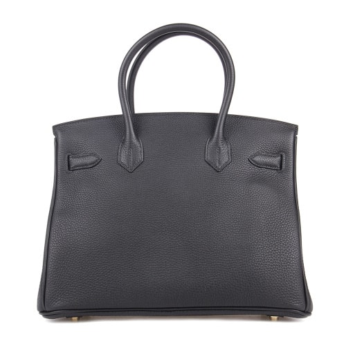 HERMES/愛馬仕 Birkin30 黑色togo牛皮女士金扣手提包