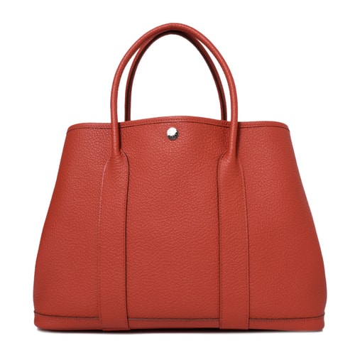 HERMES(愛馬仕) 磚紅色皮質手提包garden party