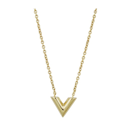 Louis Vuitton/路易威登 ESSENTIA系列女士金色經典V字LOGO項鏈M61083