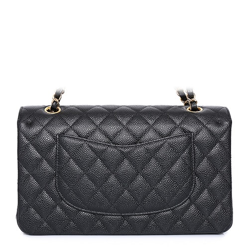 CHANEL/香奈兒 女士經典CF荔枝紋牛皮、黑色金扣斜挎單肩包 A01112C