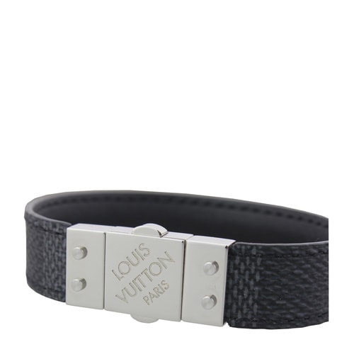 Louis Vuitton/路易威登 男士CHECK IT系列黑色棋盤格手環(huán)M6606D21號