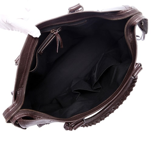 Balenciaga/巴黎世家 女士褐色羊皮CITY系列鉚釘裝飾手提包單肩包 115748 D94JT 2065