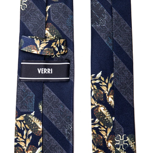 【16年秋冬新款】VERRI/VERRI 金松果圖案桑蠶絲領(lǐng)帶