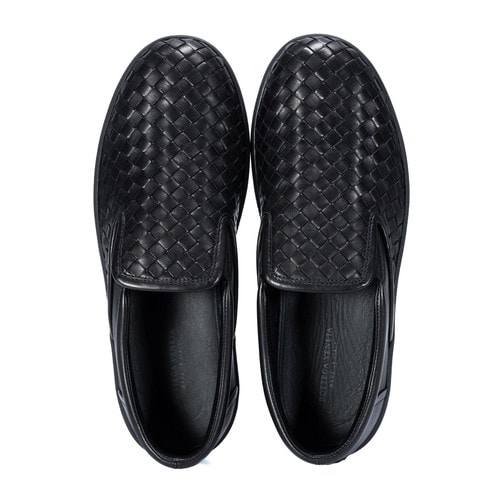 Bottega Veneta(葆蝶家) 黑色編織皮質男士休閑鞋 41#