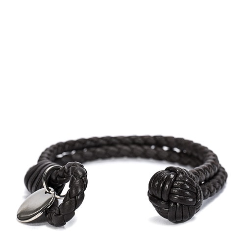Bottega Veneta(葆蝶家) #深棕色手工編織皮質(zhì)手鏈 S#