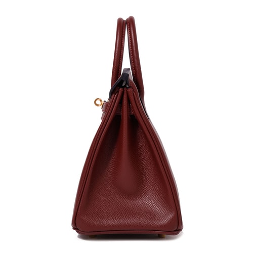 HERMES(愛馬仕) 熟褐色皮質手提包birkin25