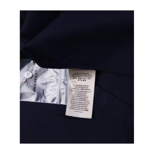 BURBERRY/博柏利 男士經典扣款衣領格紋純色棉質親膚長袖襯衫