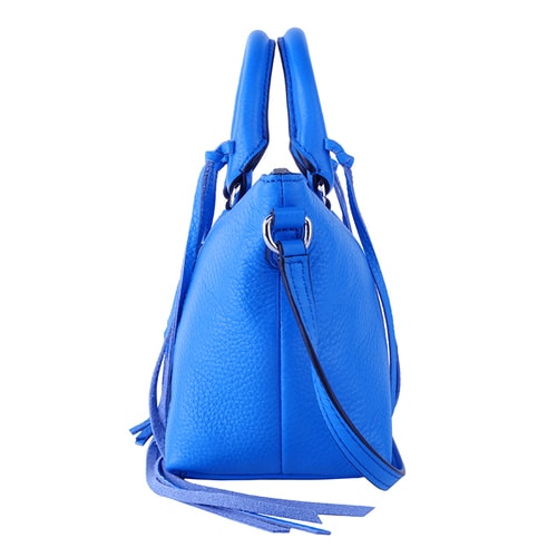Rebecca Minkoff/瑞貝卡·明可弗 女士Micro Moto Satchel意大利牛皮希臘藍(lán)色單肩斜挎包
