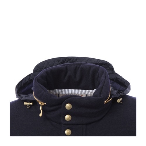 Moncler/蒙克萊 男士外套 棉毛混紡隱藏式風(fēng)帽皮飾口袋邊男士長袖羽絨服