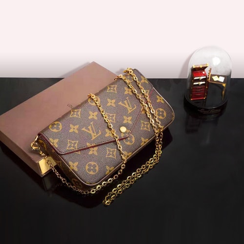 Louis Vuitton/路易威登 FELICIE女士老花色斜挎包、帆布/配皮M61276