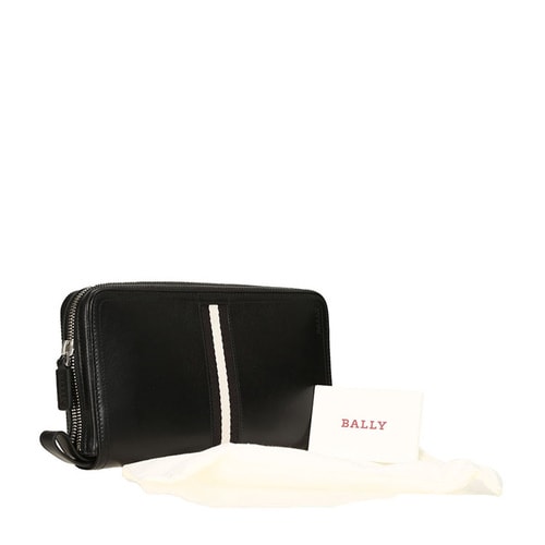 BALLY/巴利 男士TALMAN 6 小牛皮手拿包 6199943 黑色/米黑條紋