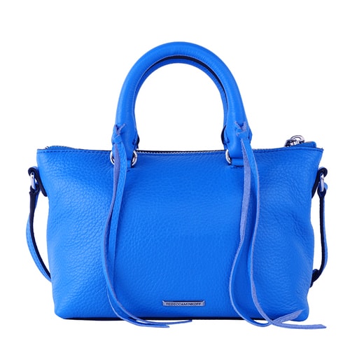 Rebecca Minkoff/瑞貝卡·明可弗 女士Micro Moto Satchel意大利牛皮希臘藍(lán)色單肩斜挎包