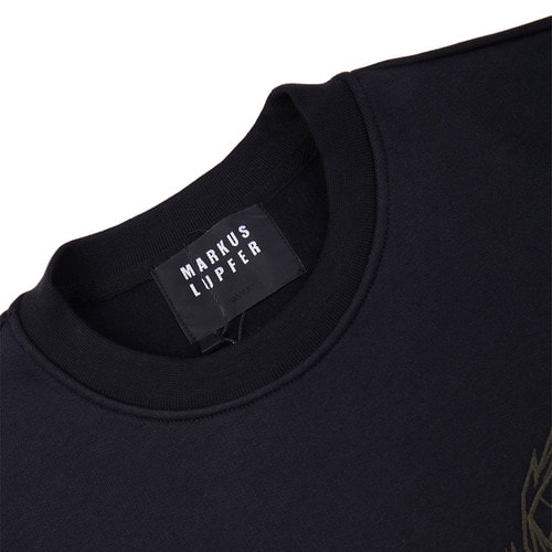 MARKUS LUPFER/馬庫斯·盧普伐黑色純棉蝙蝠刺繡男士衛衣,MSW027,XL