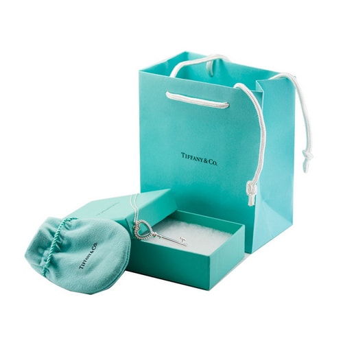 Tiffany & Co./蒂芙尼 Heart key藍色琺瑯桃心鑰匙吊墜（贈項鏈） TGRP04519