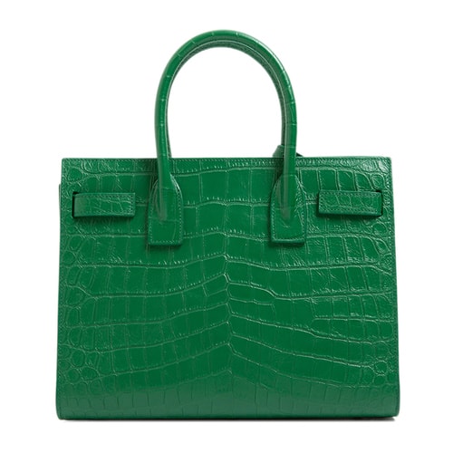 Yves saint Laurent/圣羅蘭 女士綠色真皮Sac de Jour系列鱷魚皮紋可斜挎手提包 421863 CS38N 834