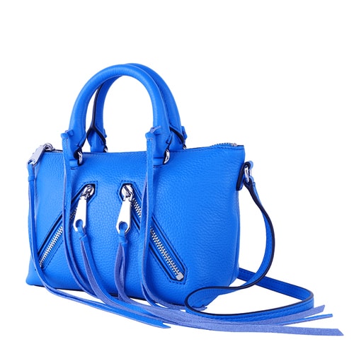 Rebecca Minkoff/瑞貝卡·明可弗 女士Micro Moto Satchel意大利牛皮希臘藍(lán)色單肩斜挎包