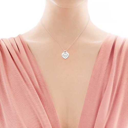 Tiffany & Co./蒂芙尼 女式925純銀心形項(xiàng)鏈 16英寸