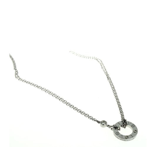 CARTIER/卡地亞 18K白金鑲鉆LOVE單環(huán)雙鏈項(xiàng)鏈掛墜 B7219400