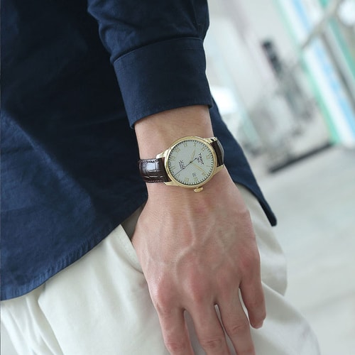 TISSOT/天梭手表力洛克系列男士手表皮帶機(jī)械男表T41.5.413.73