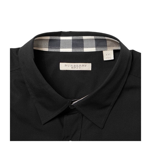 BURBERRY/博柏利 男士襯衫 純棉格紋貼布裝飾領男士商務長袖襯衫