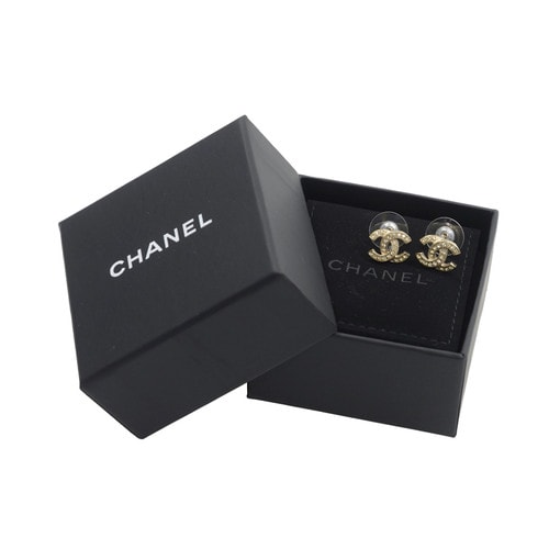 CHANEL/香奈兒 女士經(jīng)典雙C鑲鉆耳釘A88429金色