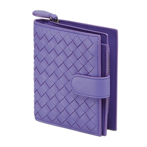 Bottega Veneta/葆蝶家 女士紫色羊皮經(jīng)典編織錢包 121059 V001N 5114