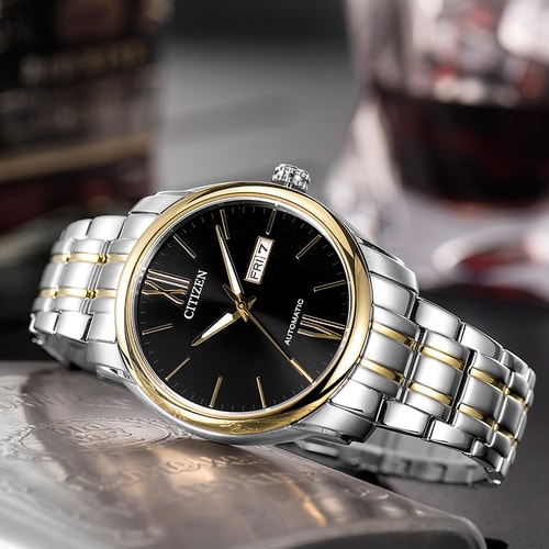 Citizen/西鐵城 儒雅間金色機械男士腕表NP4054-50EB