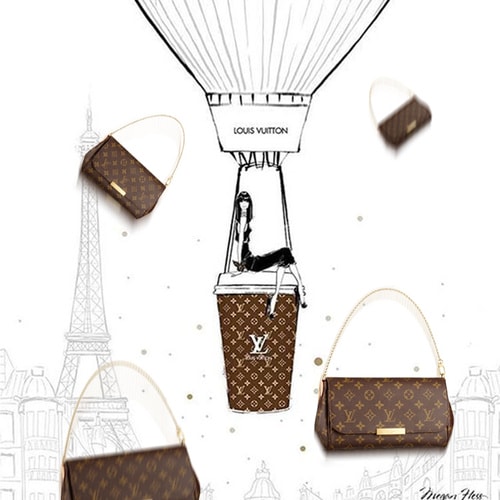 Louis Vuitton/路易威登 FAVORITE大號 Monogram帆布/配皮 女士兩用 斜挎包 M40718(配有長肩帶