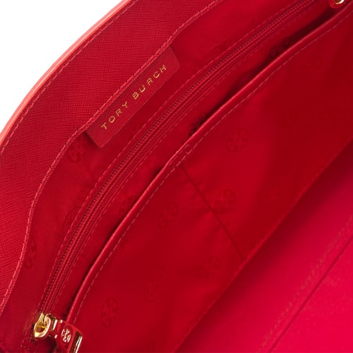 Tory Burch/湯麗柏琦紅色真皮女士手提包