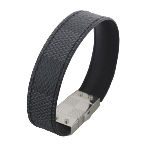 Louis Vuitton/路易威登 男士CHECK IT系列黑色棋盤格手環(huán)M6606D21號