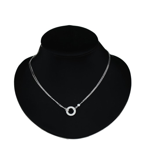 CARTIER/卡地亞 18K白金鑲鉆LOVE單環(huán)雙鏈項(xiàng)鏈掛墜 B7219400