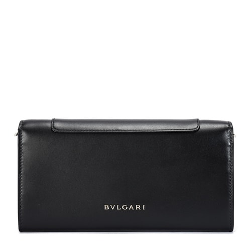BVLGARI/寶格麗 女士小MINI黑色小牛皮蛇頭錢包附帶鏈條手拿包