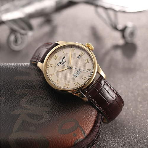 TISSOT/天梭手表力洛克系列男士手表皮帶機(jī)械男表T41.5.413.73