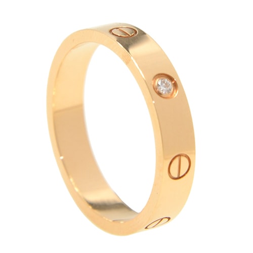 CARTIER/卡地亞love18K玫瑰金，鉆石女性戒指\指環