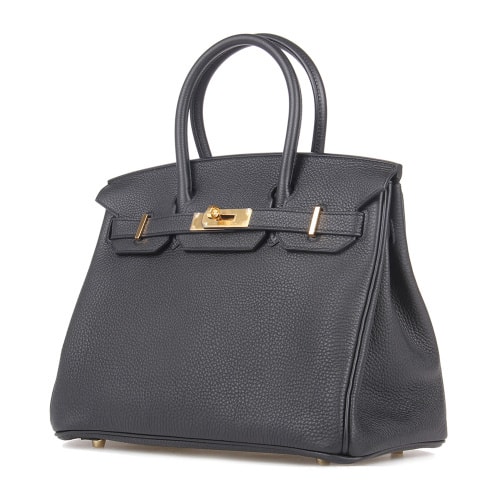 HERMES/愛馬仕 Birkin30 黑色togo牛皮女士金扣手提包