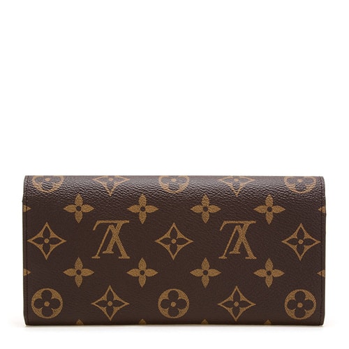 Louis Vuitton/路易威登 老花按扣長(zhǎng)款女士錢包Emilie帆布 新款招財(cái)黃色