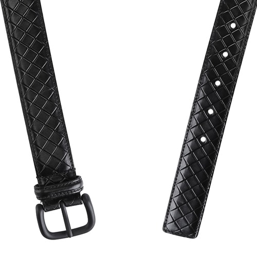 Bottega Veneta/葆蝶家 男士黑色羊皮編織樣式腰帶 261362 VQ241 1000
