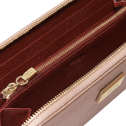 【16年秋季新品】Tod’s/托德斯 女士粉色牛皮LOGO金屬牌撞色內(nèi)襯錢包