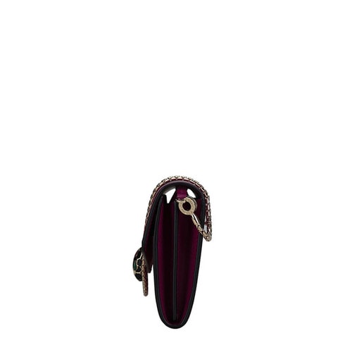 BVLGARI/寶格麗 長款女士SERPENTI小牛皮翻蓋鏈條錢包 281317 瑪瑙樹莓