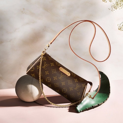 Louis Vuitton/路易威登 EVA 女士手提鏈條斜挎包(配皮肩帶） 特價(jià) M95567 帆布/配皮
