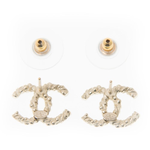 CHANEL/香奈兒 歐美時尚雙C扭紋耳釘A95900GP
