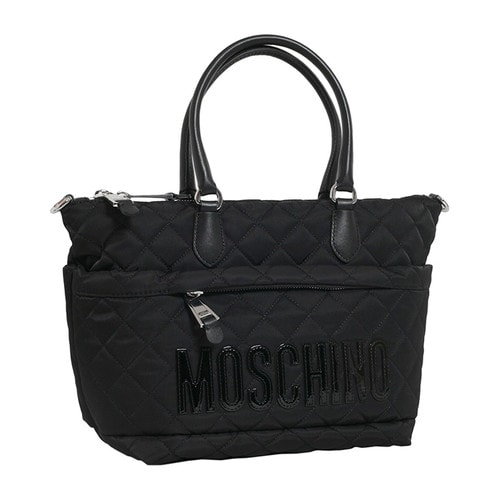 MOSCHINO/莫斯奇諾 logo點(diǎn)綴 網(wǎng)格紋路 手提包 EB