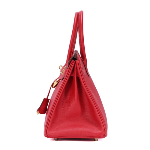 HERMES(愛馬仕) Birkin30紅色皮質金扣手提包