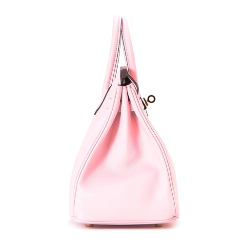 HERMES(愛馬仕) Birkin25櫻花粉色皮質手提包