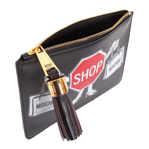 【16春夏清倉折扣】MOSCHINO/莫斯奇諾 logo涂鴉 手拿包 EB