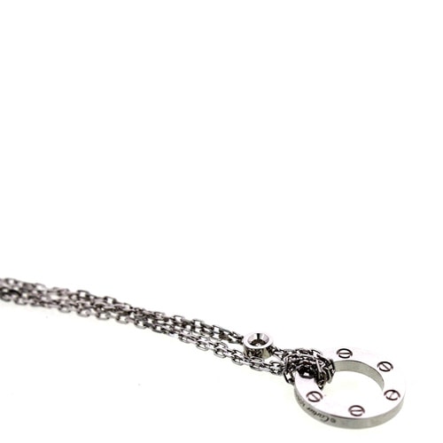CARTIER/卡地亞 18K白金鑲鉆LOVE單環(huán)雙鏈項(xiàng)鏈掛墜 B7219400