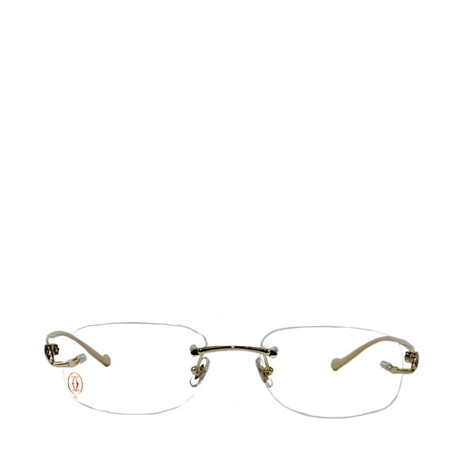 CARTIER/卡地亞經典鍍金豹子頭系列無框男女款平光鏡眼鏡