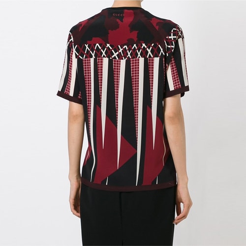 GUCCI/古馳 女士 真絲 個(gè)性印花 短袖T恤 AL